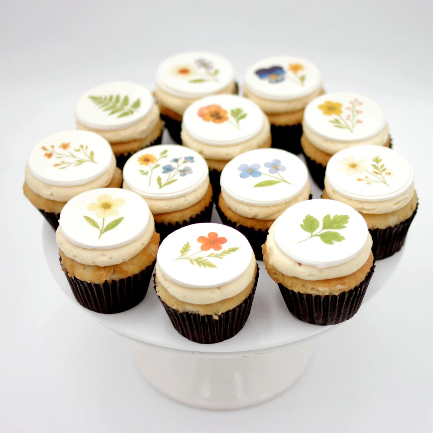 Pressed Flower Cupcake Toppers (12)