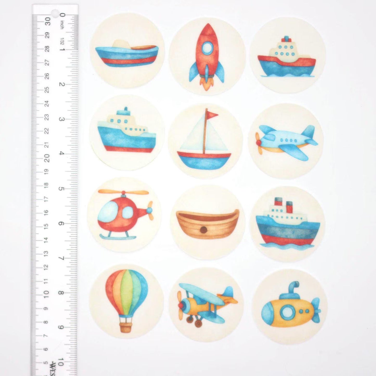 Air & Water Vehicle Cupcake Toppers (12)