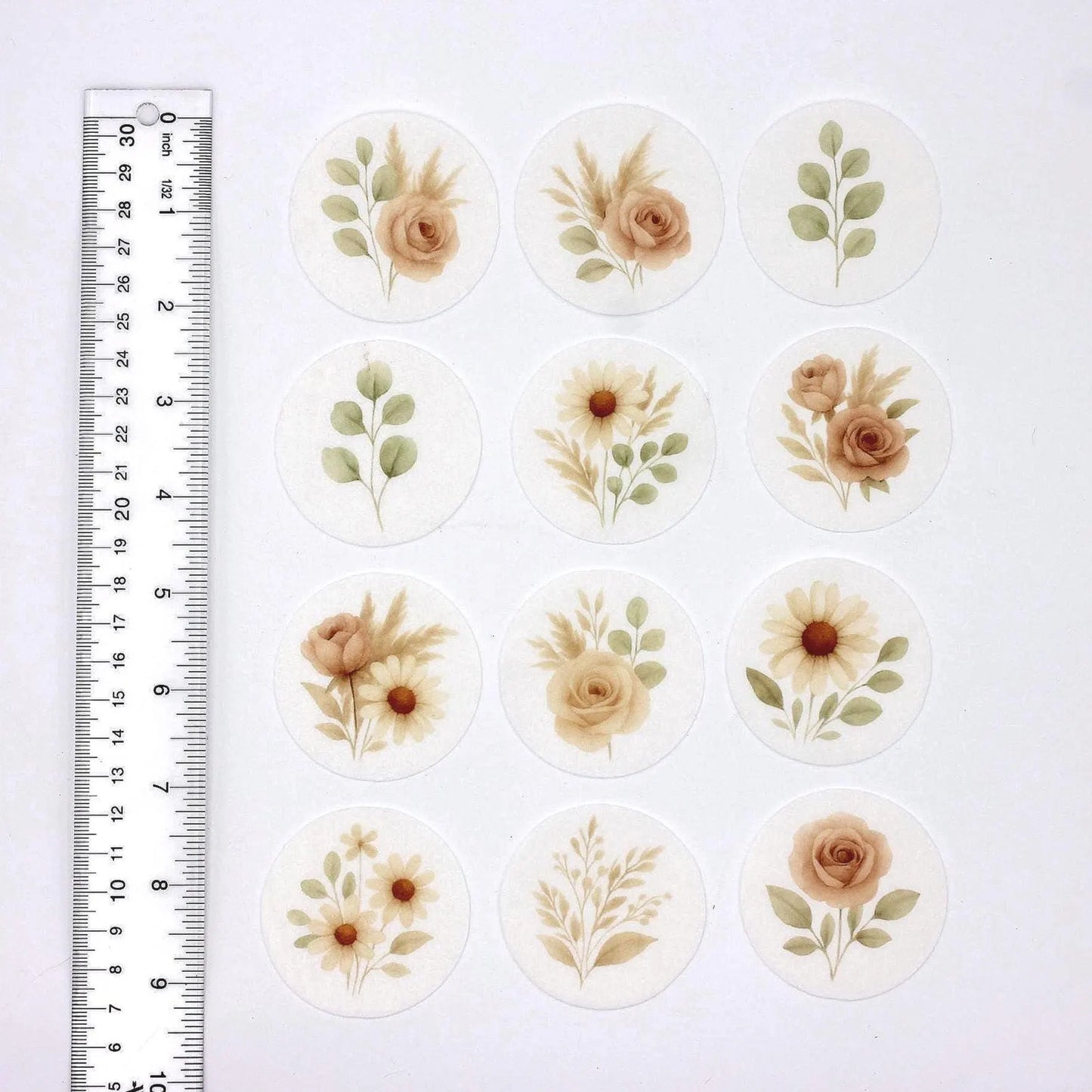 Boho Floral Cupcake Toppers (12)
