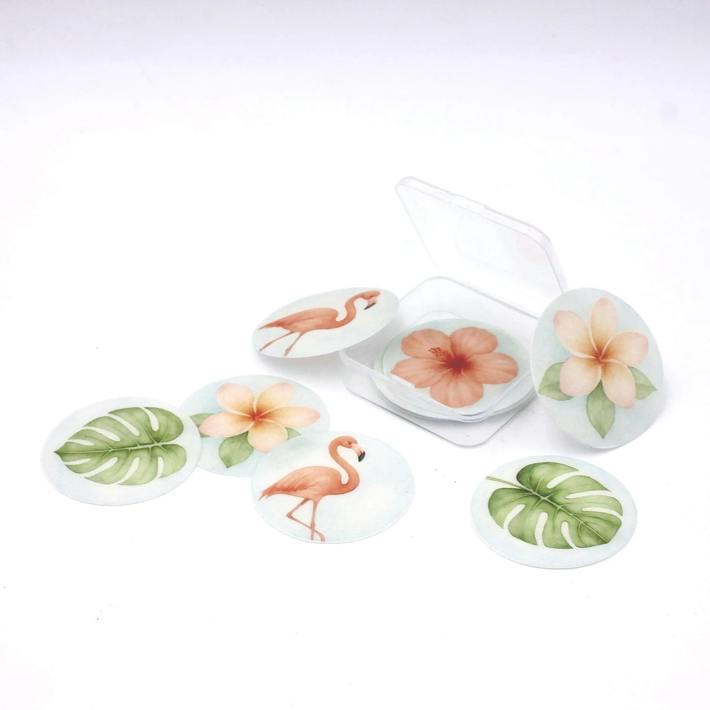 Flamingo & Tropical Flower Cupcake Toppers (12)