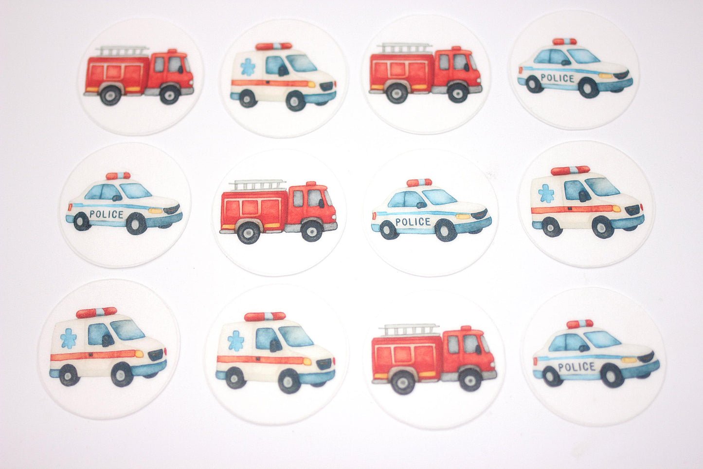 Emergency Vehicle Cupcake Toppers (12)