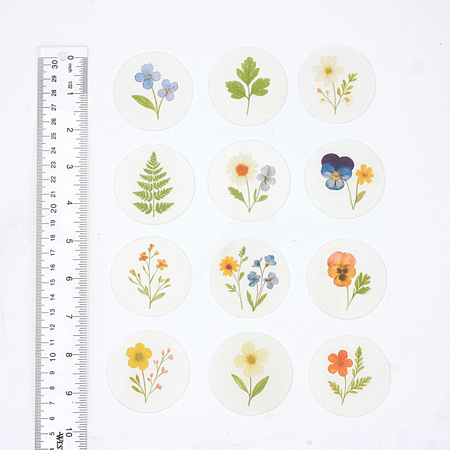 Pressed Flower Cupcake Toppers (12)