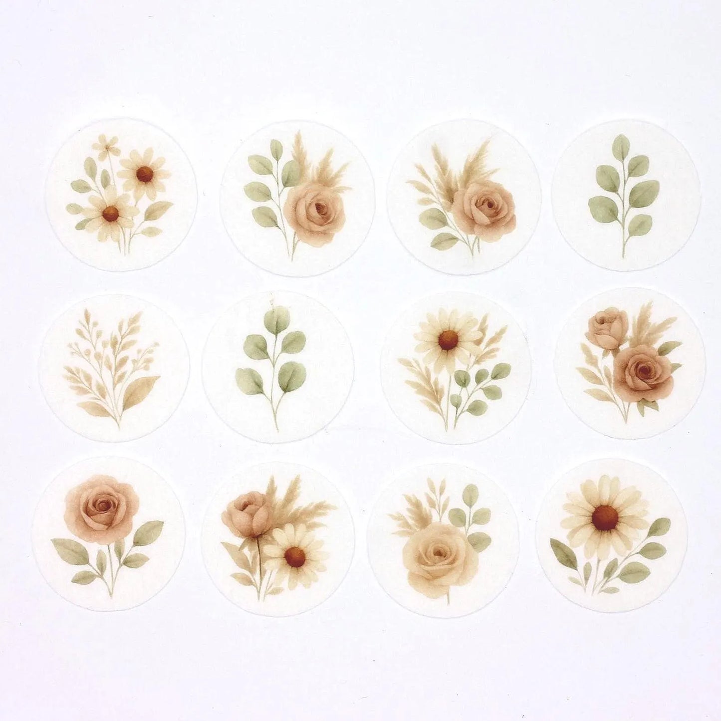 Boho Floral Cupcake Toppers (12)