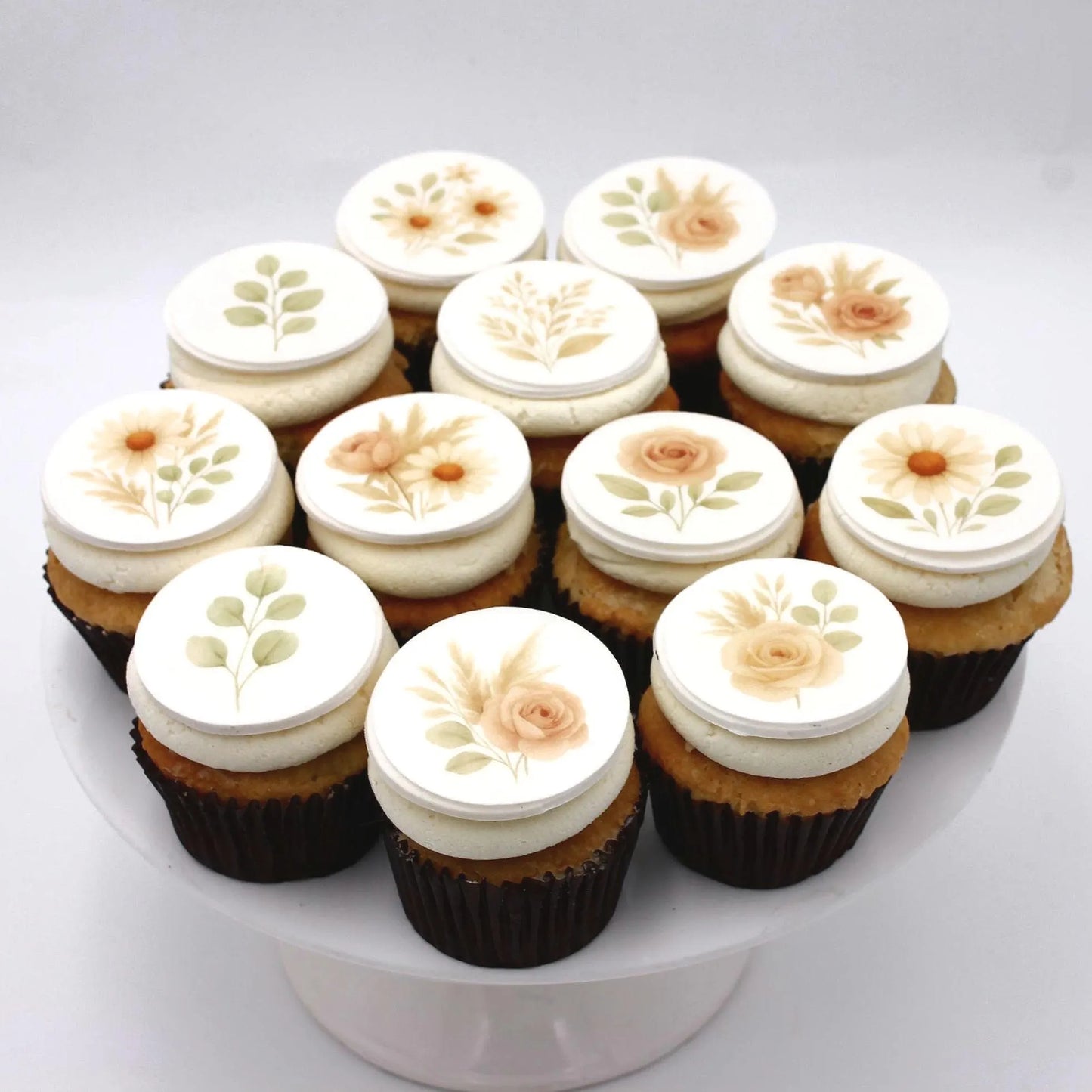 Boho Floral Cupcake Toppers (12)