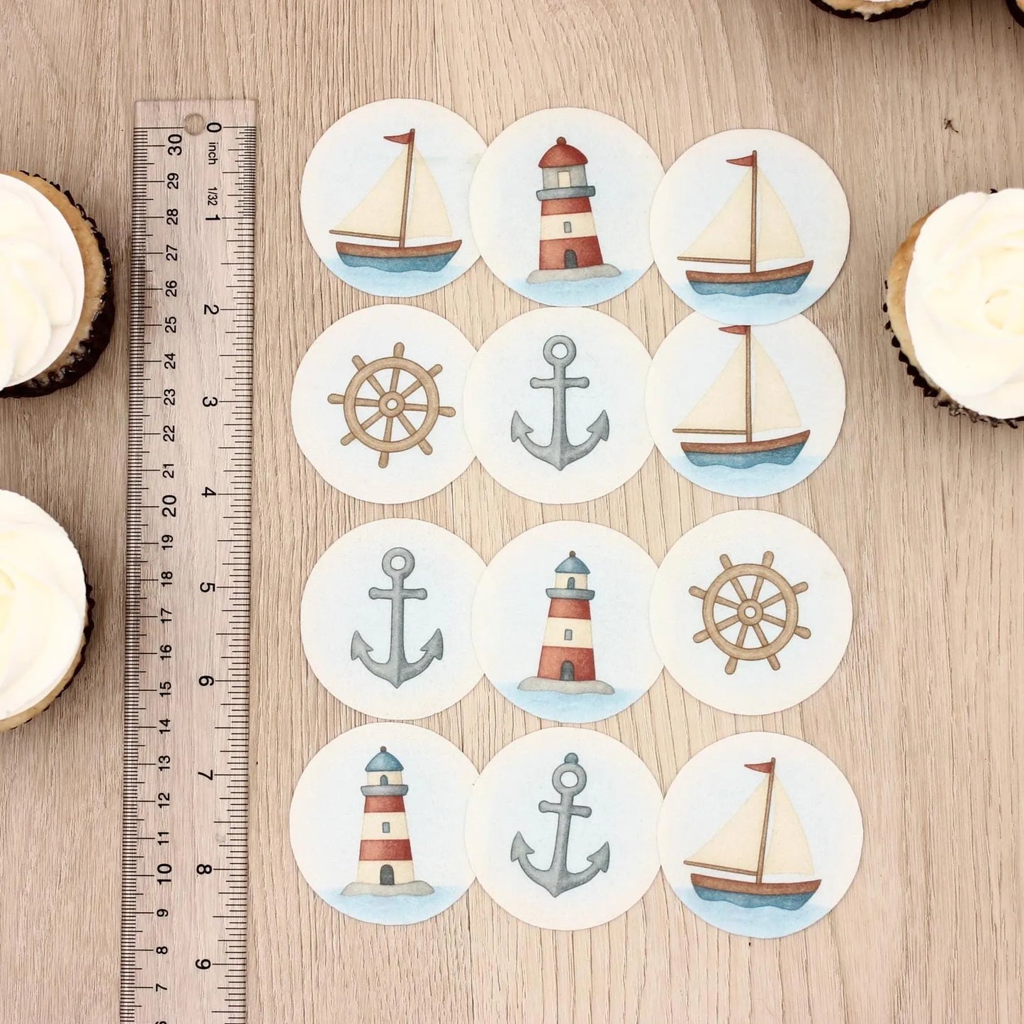 Nautical Cupcake Toppers (12)