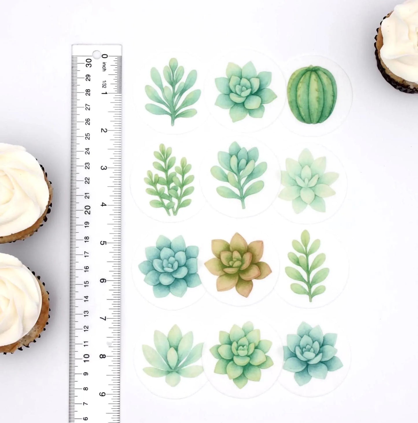 Succulent Cupcake Toppers (12)