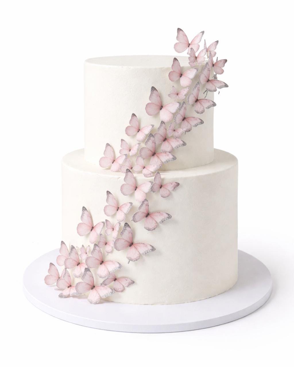 35 Pastel Pink Butterfly Edible Cupcake/ Cookie/Drink Toppers, Edible Wafer Paper