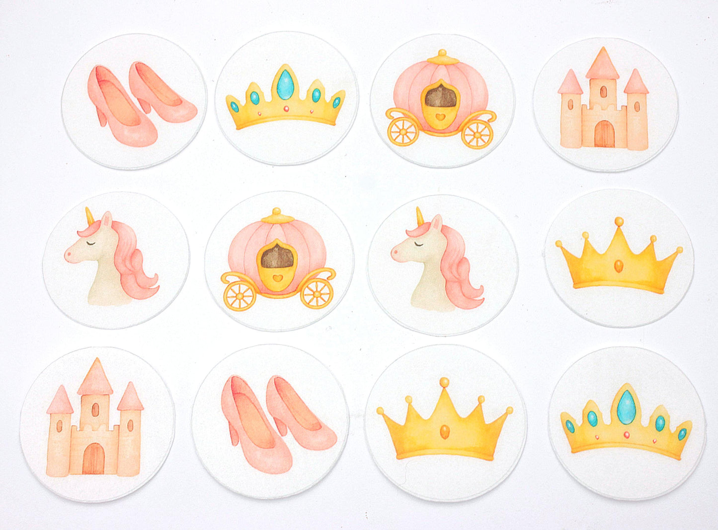 Princess Theme Topper Set- Cupcake, Cookies, and Drink Toppers: Edible Wafer Paper Toppers