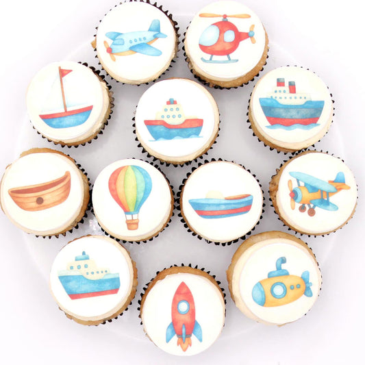 Air & Water Vehicle Cupcake Toppers (12)