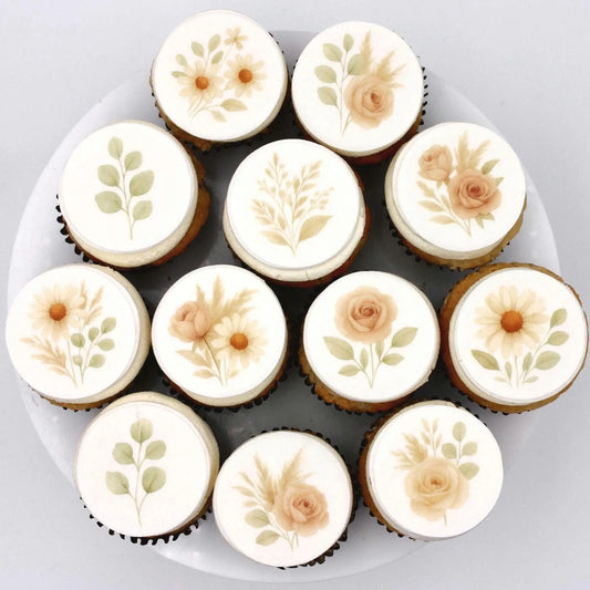 Boho Floral Cupcake Toppers (12)