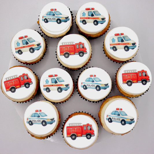 Emergency Vehicle Cupcake Toppers (12)