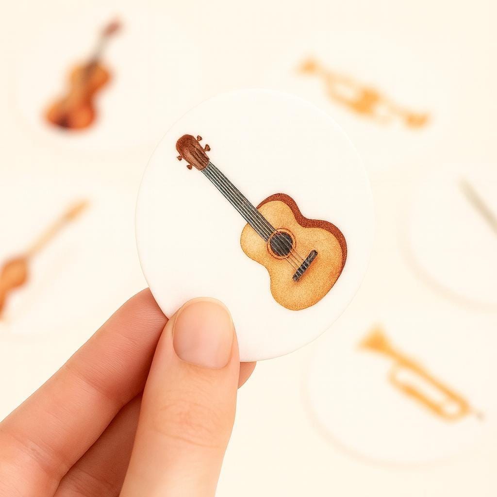 Musical Instrument (10pc) Topper Set- Cupcake, Cookies Toppers- Edible wafer paper