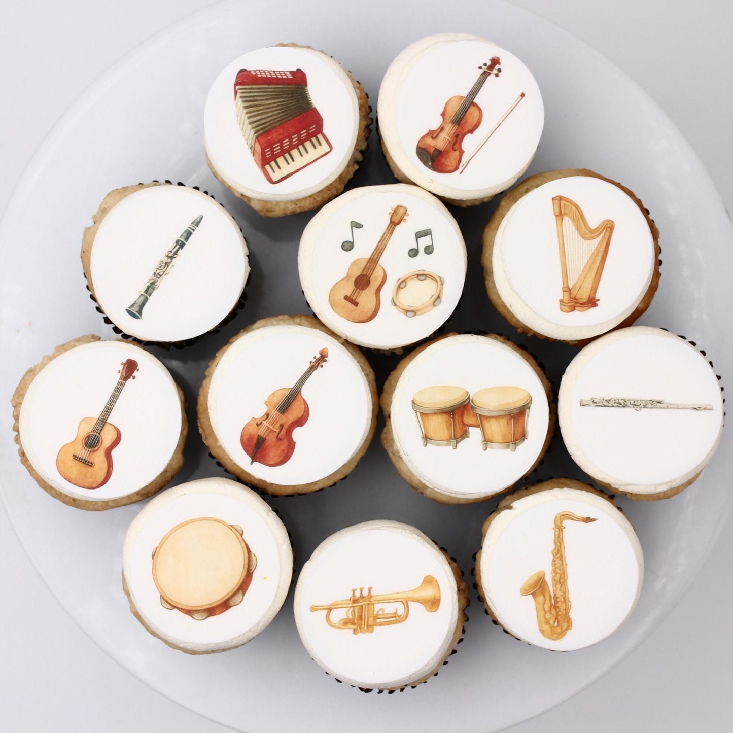 Musical Instrument (10pc) Topper Set- Cupcake, Cookies Toppers- Edible wafer paper