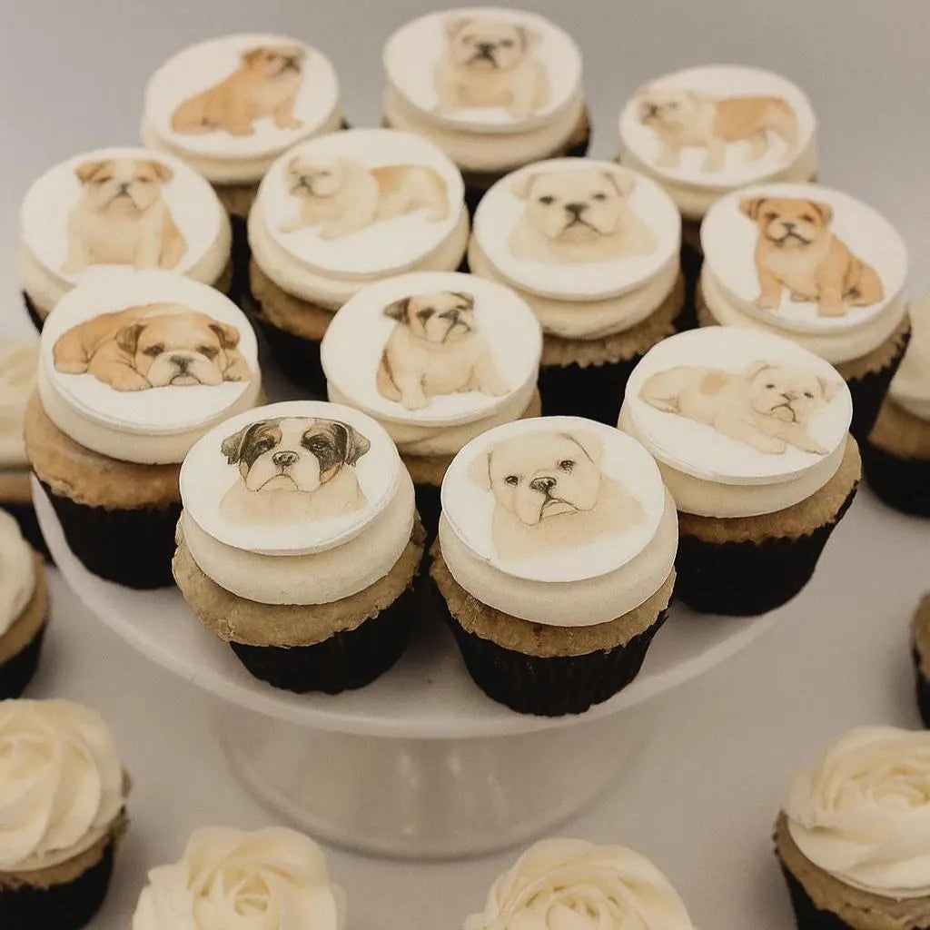 Bulldog Cupcake Toppers (12)