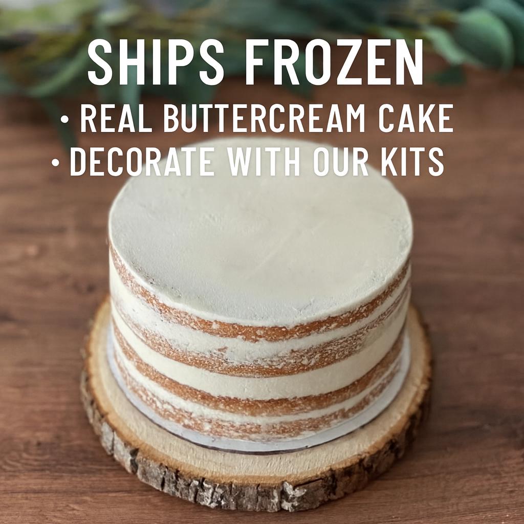 8" Buttercream Cake Iced: Semi-Naked Style - Shipped Frozen Fresh