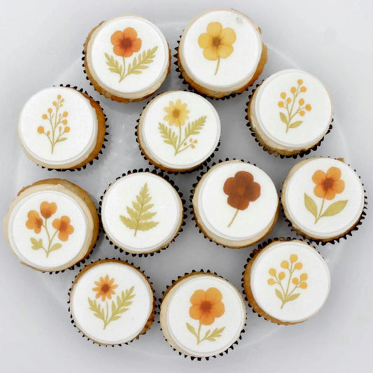 Rustic Harvest Floral Cupcake Toppers (12)