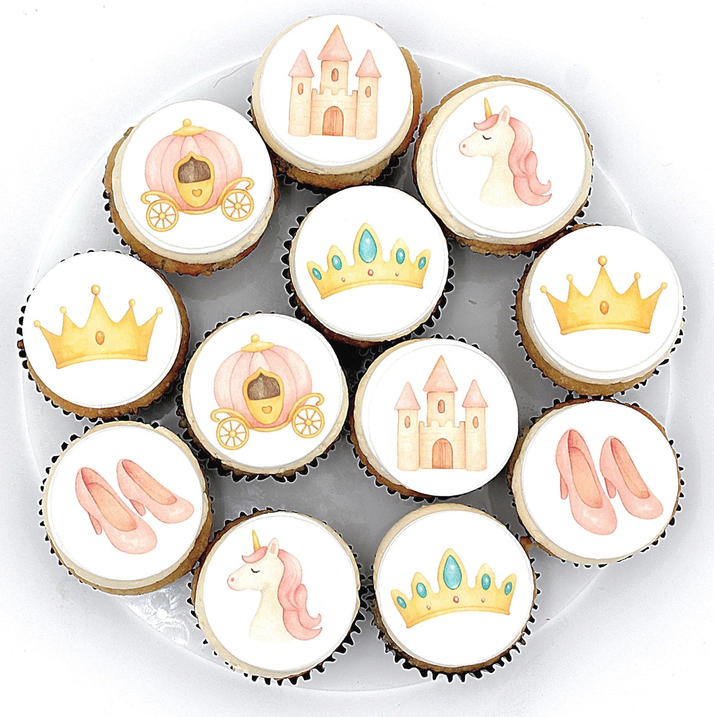 Princess Theme Topper Set- Cupcake, Cookies, and Drink Toppers: Edible Wafer Paper Toppers