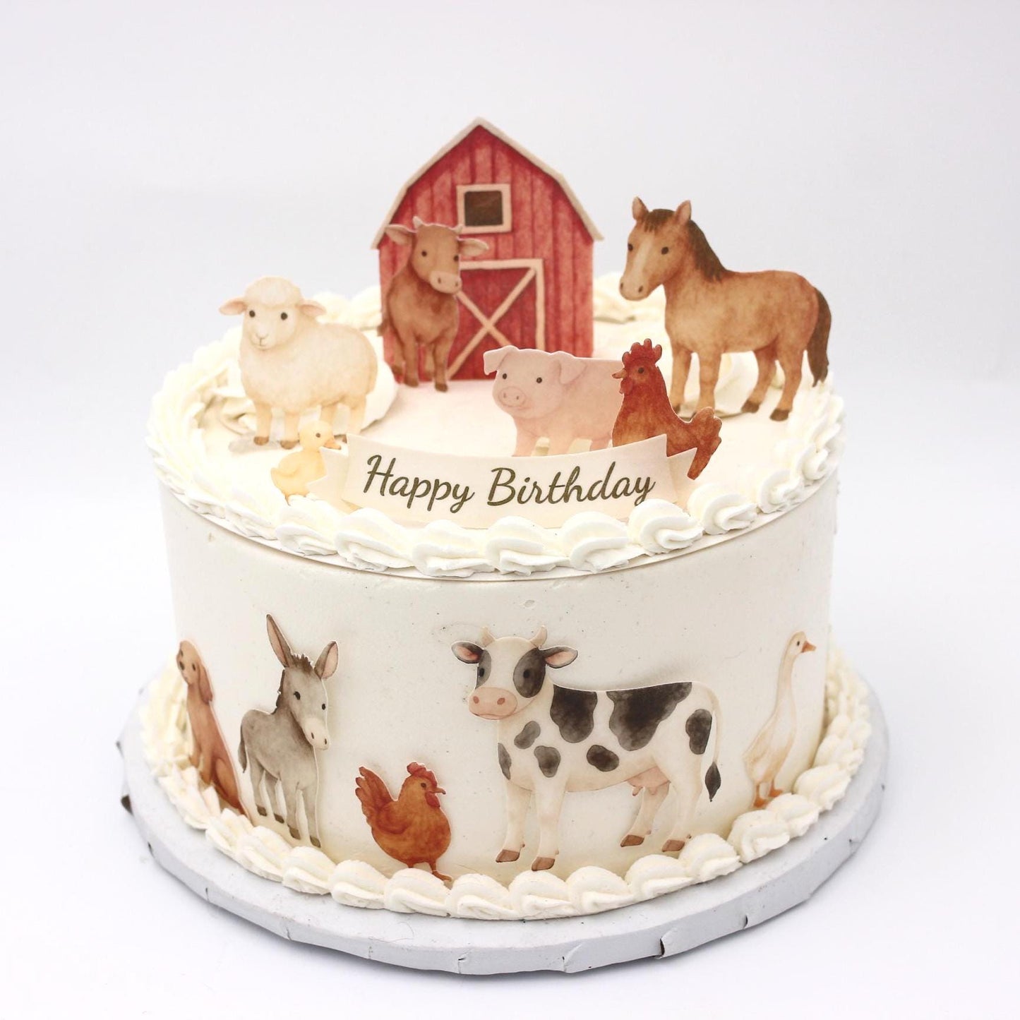 Watercolor Farm Animal Cake Toppers (20pc) Set - Edible Pre-Cut Decorations