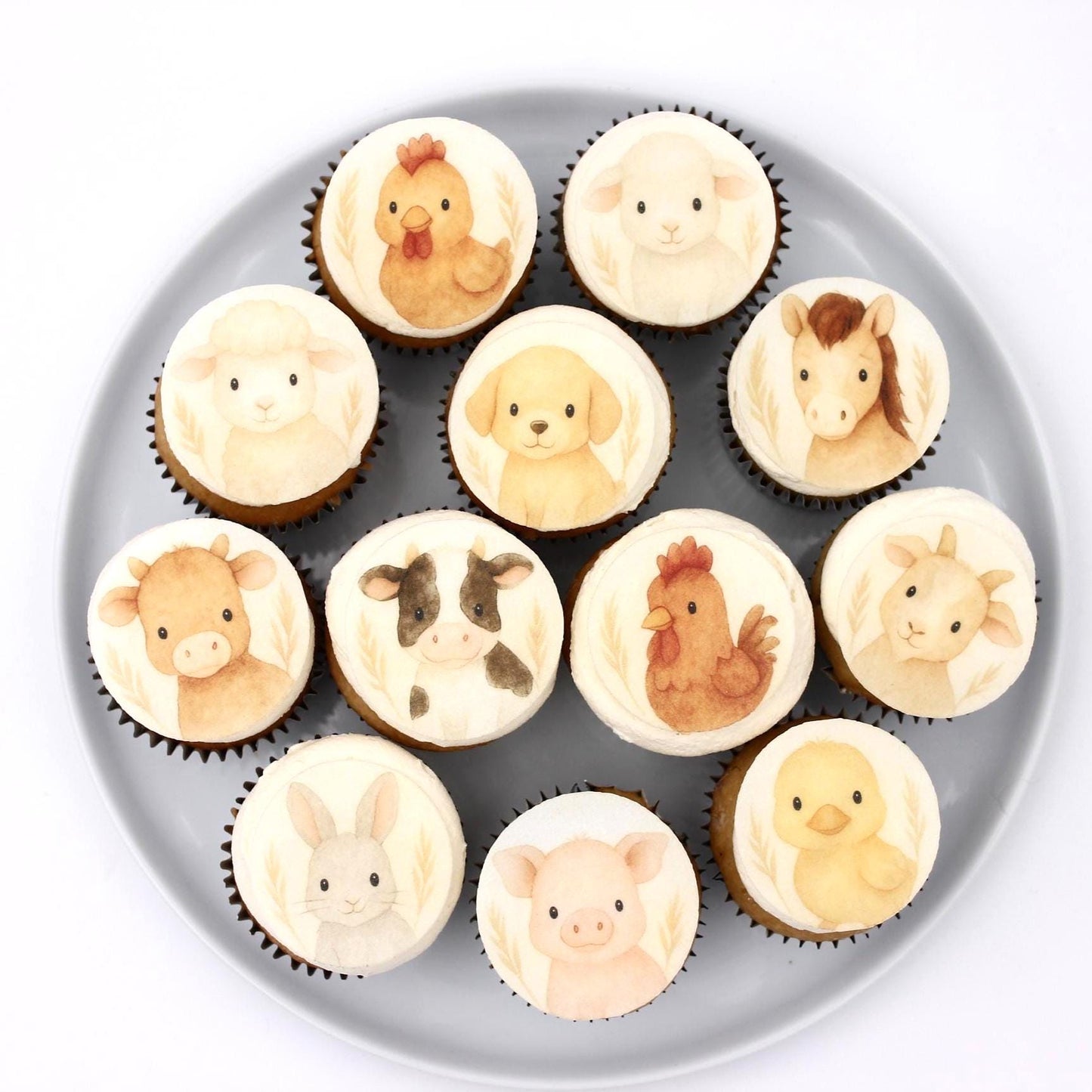 Farm Animals (10pc) Topper Set- Edible Cupcake/ Cookie/Drink Toppers, Edible Wafer Paper