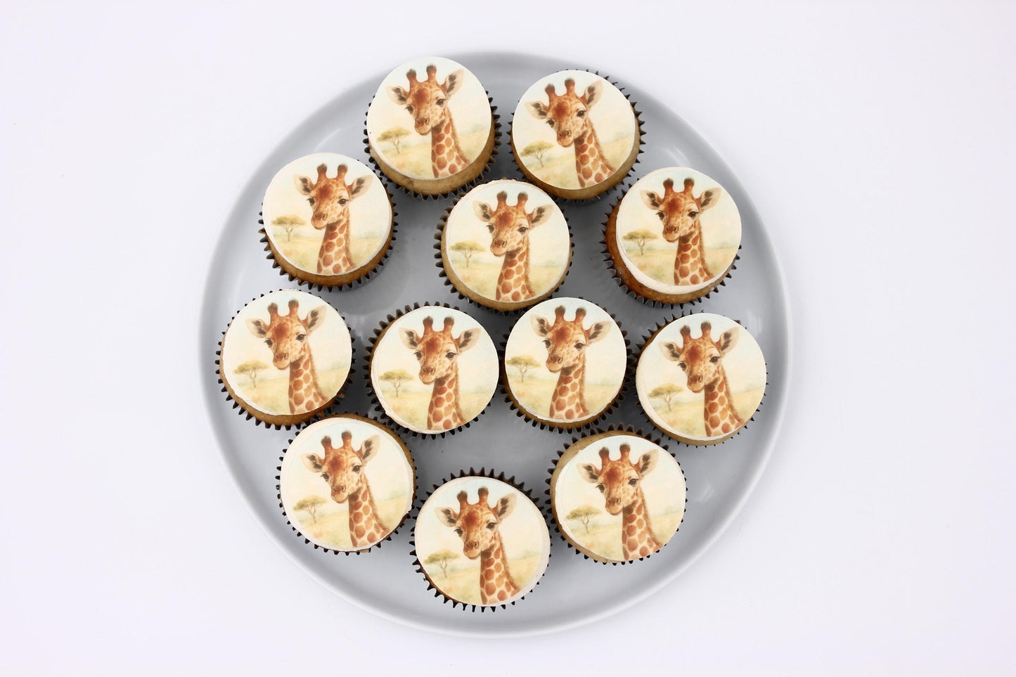 Safari Giraffe Edible Cupcake/ Cookie/Drink Toppers, Edible Wafer Paper