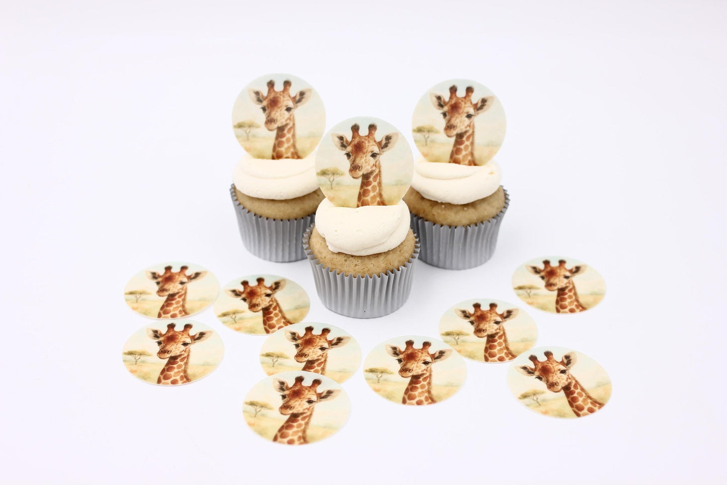 Safari Giraffe Edible Cupcake/ Cookie/Drink Toppers, Edible Wafer Paper