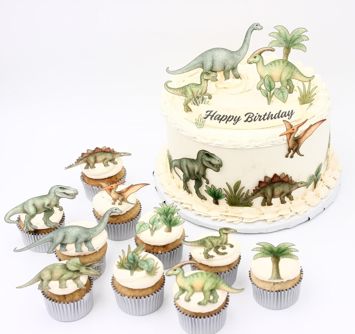 Dinosaur Edible Cupcake/ Cookie/Drink Toppers, Edible Wafer Paper
