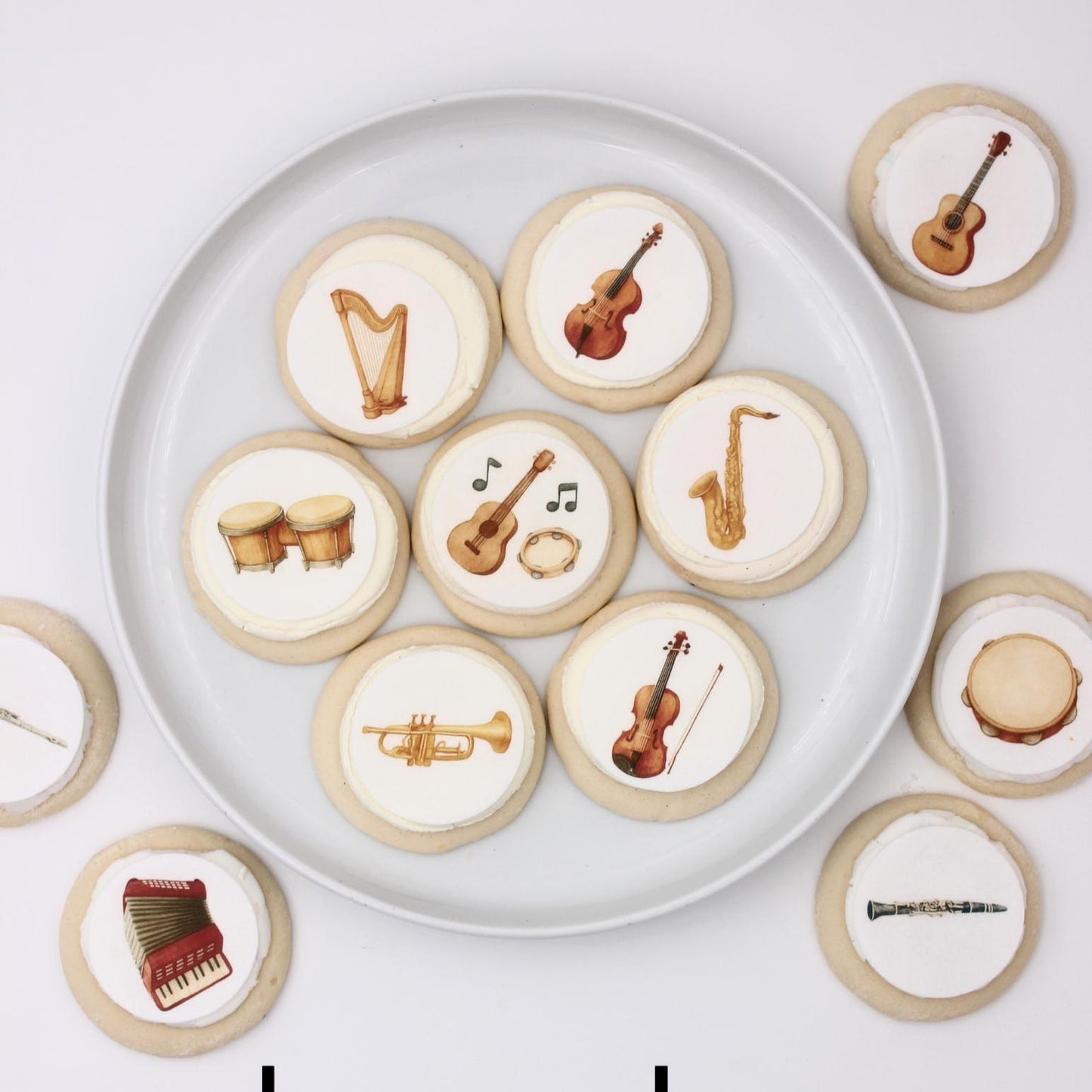 Musical Instrument (10pc) Topper Set- Cupcake, Cookies Toppers- Edible wafer paper