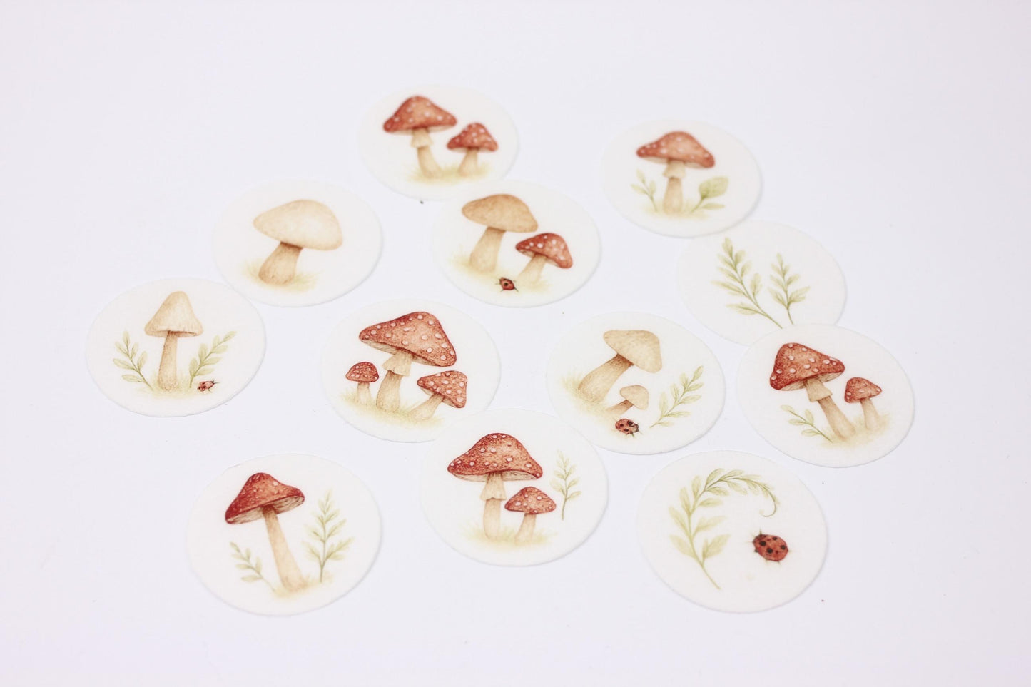 Woodland Mushroom Topper Set- Edible Cupcake Toppers – Set Edible Wafer Paper