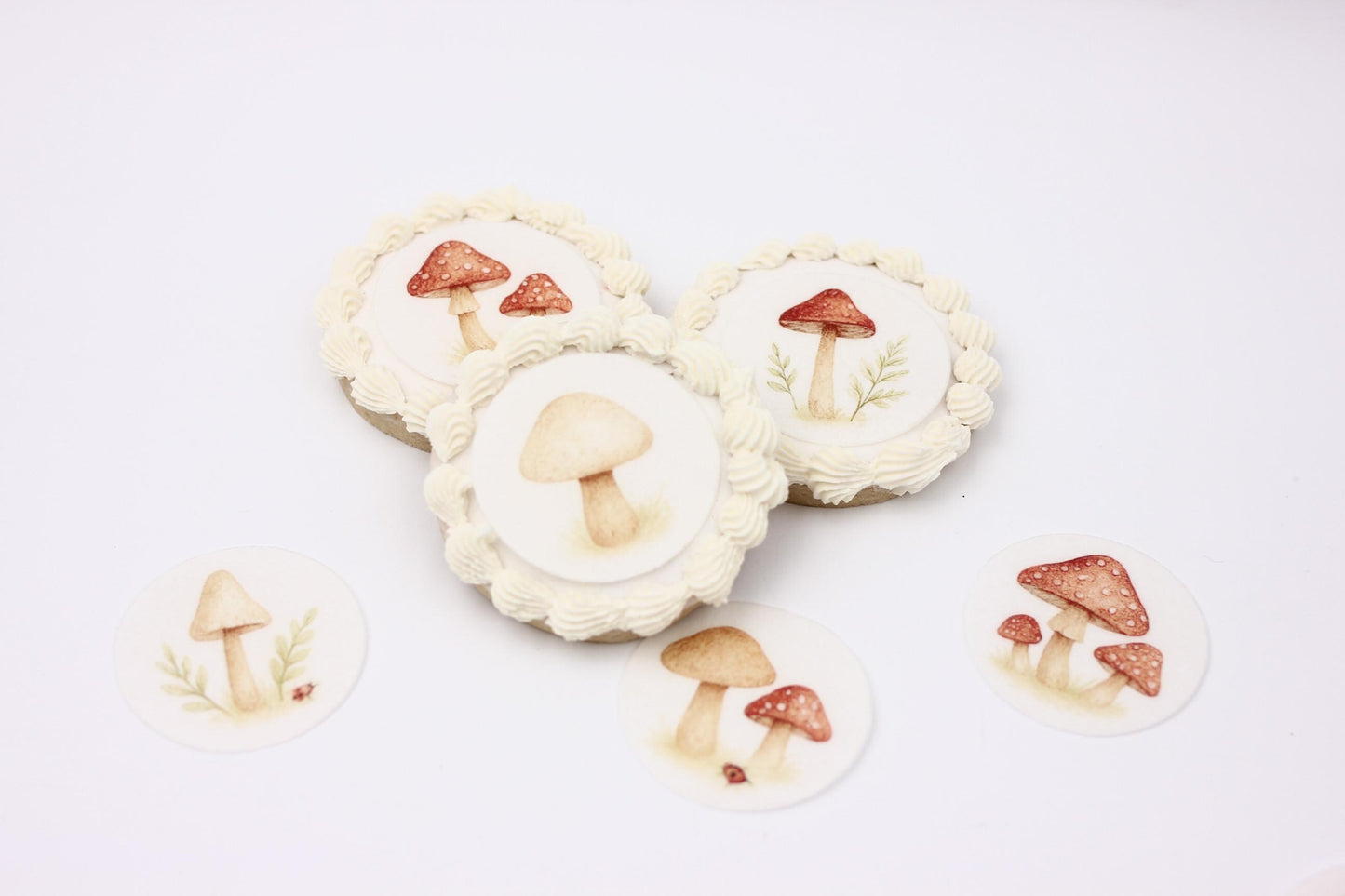 Woodland Mushroom Topper Set- Edible Cupcake Toppers – Set Edible Wafer Paper