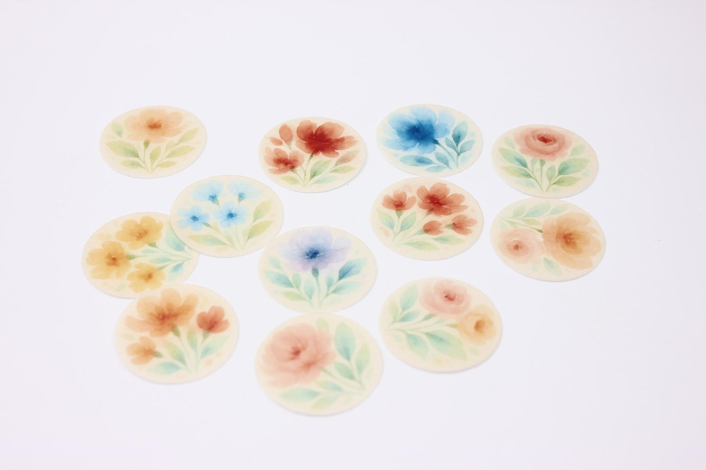 Watercolor Flowers (10pc) Topper Set- Pre-Cut Edible Cupcake/ Cookie/Drink Toppers, Edible Wafer Paper