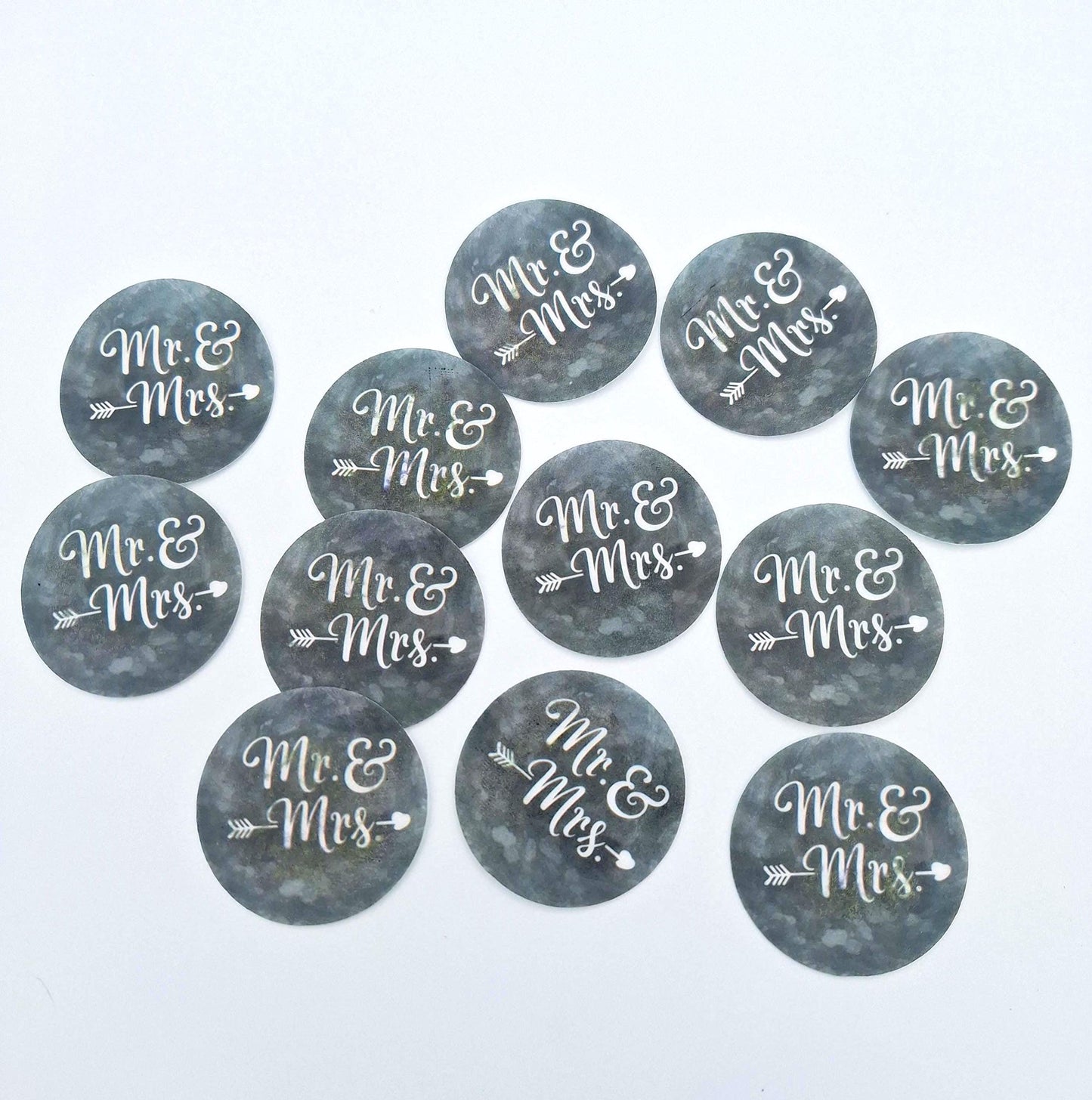 Mr. and Mrs (10pc) Topper Set-Black Chalkboard-  Edible Cupcake/ Cookie/Drink Toppers, Edible Wafer Paper