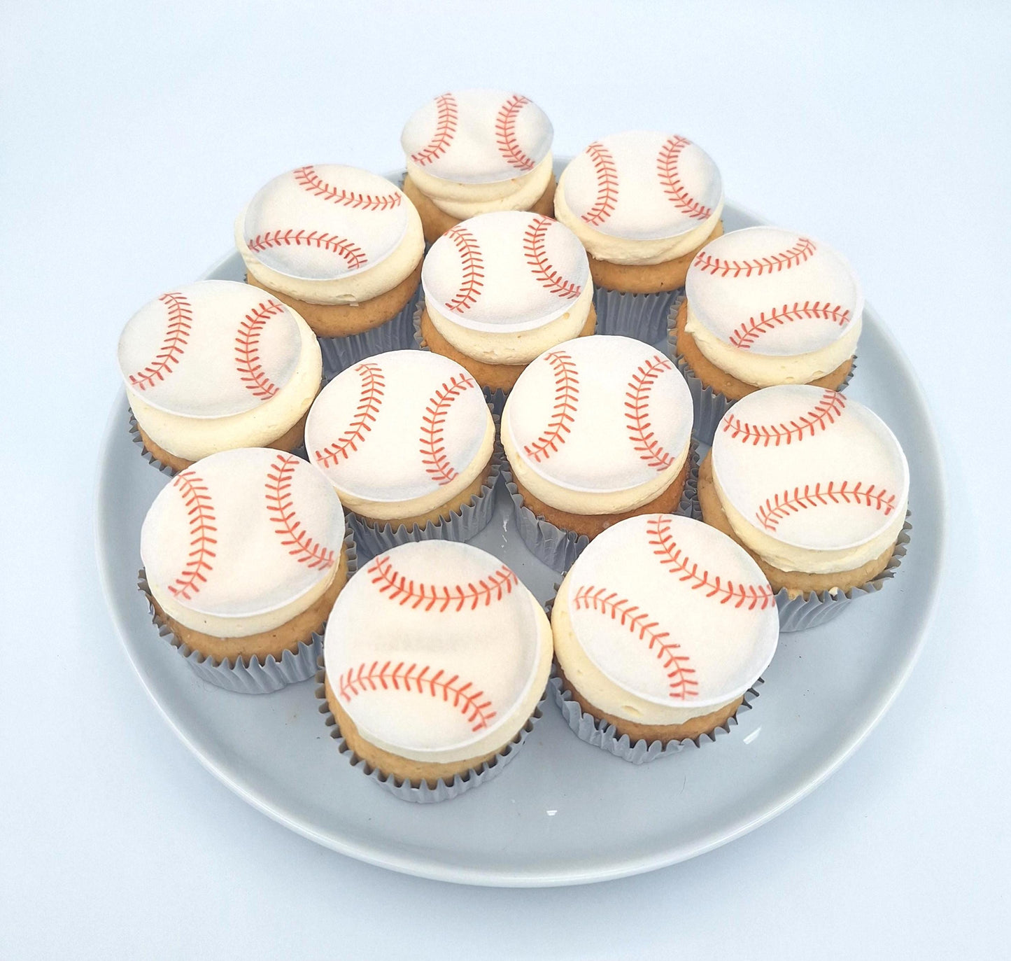 Baseball (10pc) Topper Set- Edible Cupcake, Cupcake, Drink Toppers, Edible Wafer Paper