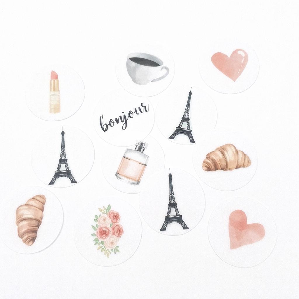 Paris Theme (10pc) Topper Set- Edible Cupcake Toppers, French Party Toppers, Edible Wafer Paper Pre-Cut