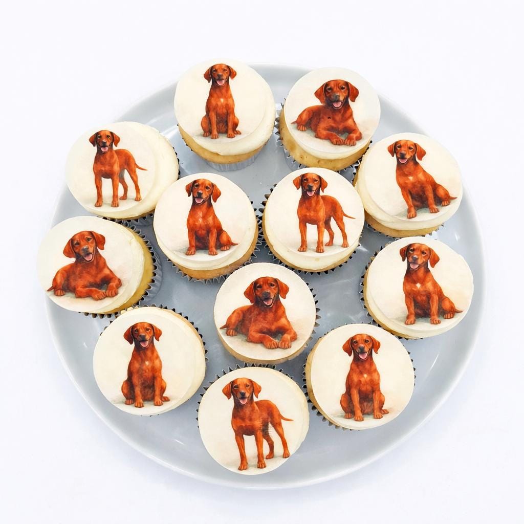 10 Vizsla Edible Toppers – Dog Breed Wafer Paper Toppers for Cakes, Cookies & Desserts