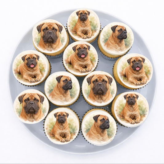Bullmastiff Edible Cupcake Toppers