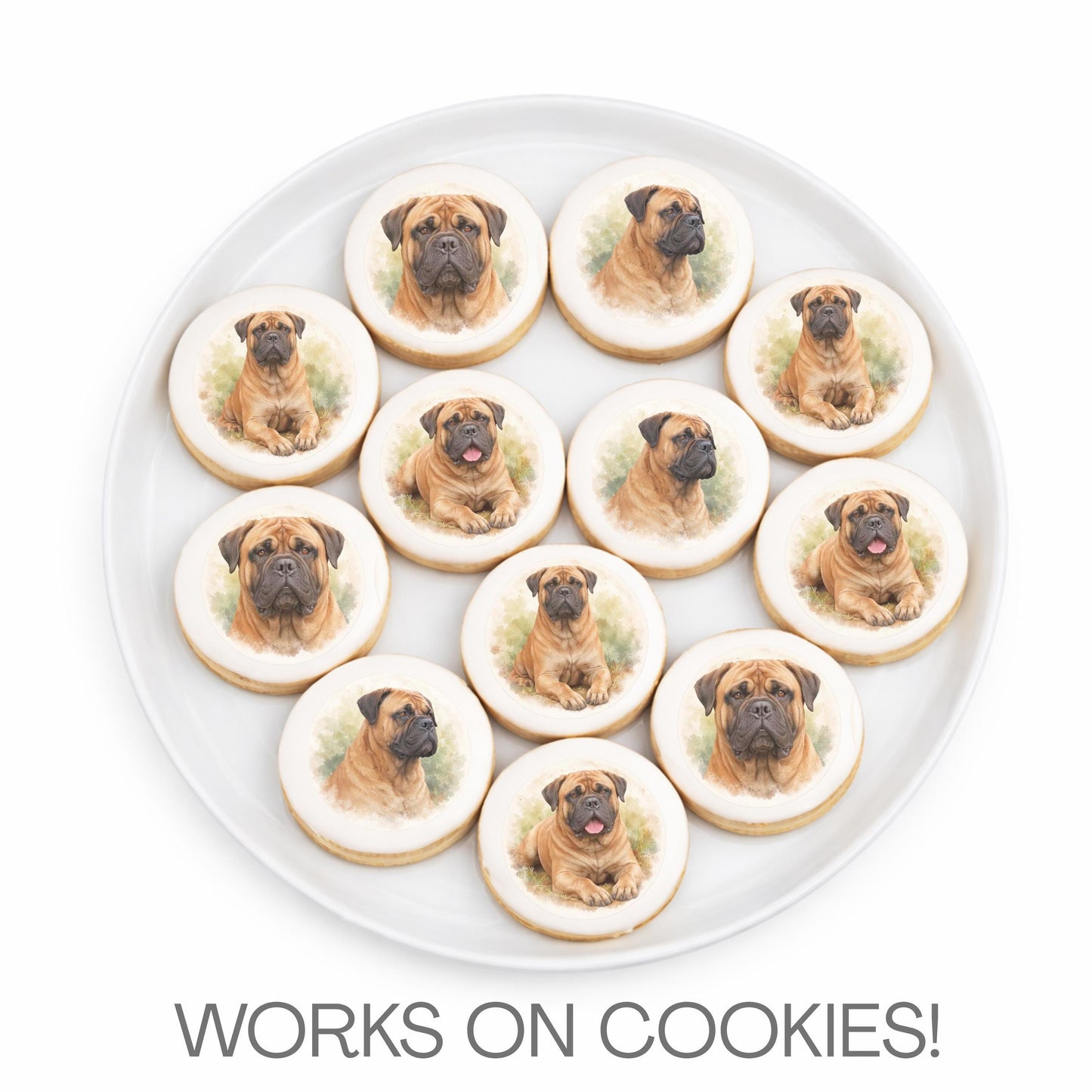 Bullmastiff Edible Cupcake Toppers