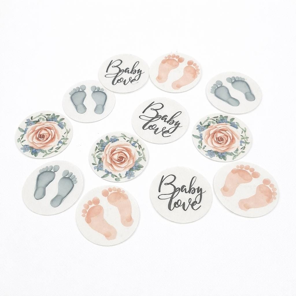 Baby Love Topper Set- Edible Cupcake, Cookie, Drink Toppers, Baby Shower