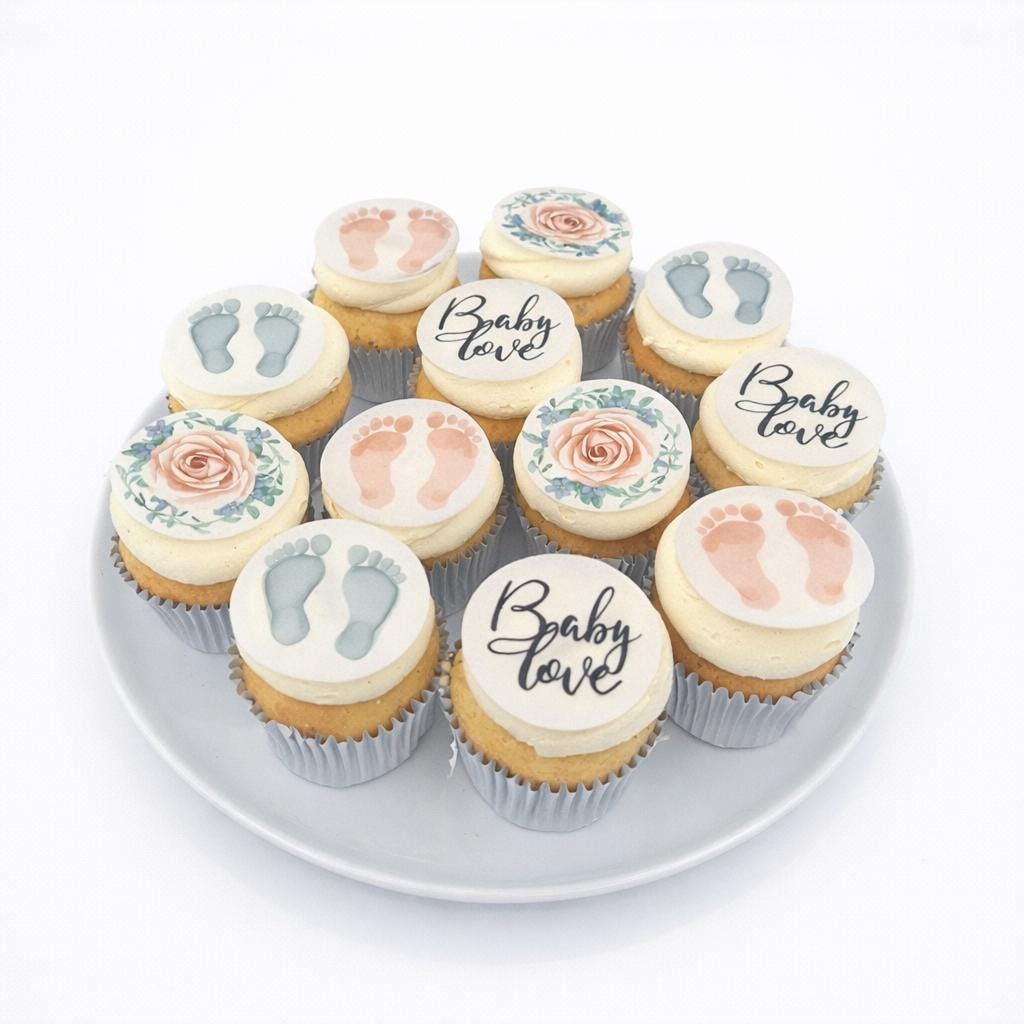 Baby Love Topper Set- Edible Cupcake, Cookie, Drink Toppers, Baby Shower