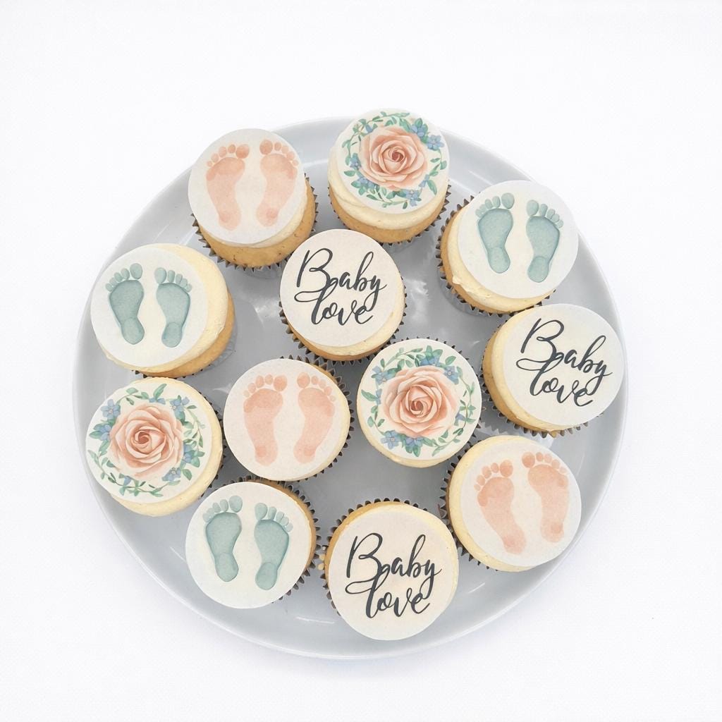 Baby Love Topper Set- Edible Cupcake, Cookie, Drink Toppers, Baby Shower