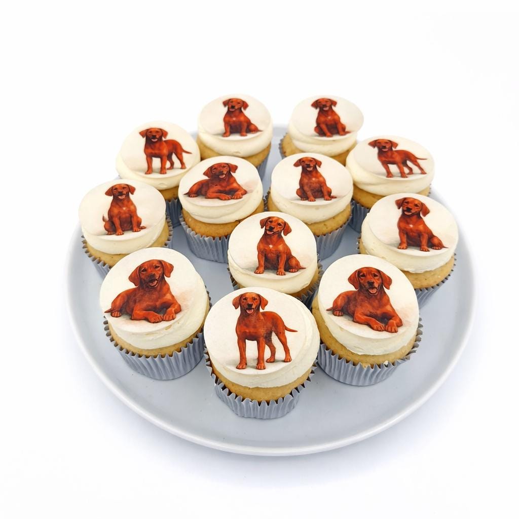 10 Vizsla Edible Toppers – Dog Breed Wafer Paper Toppers for Cakes, Cookies & Desserts