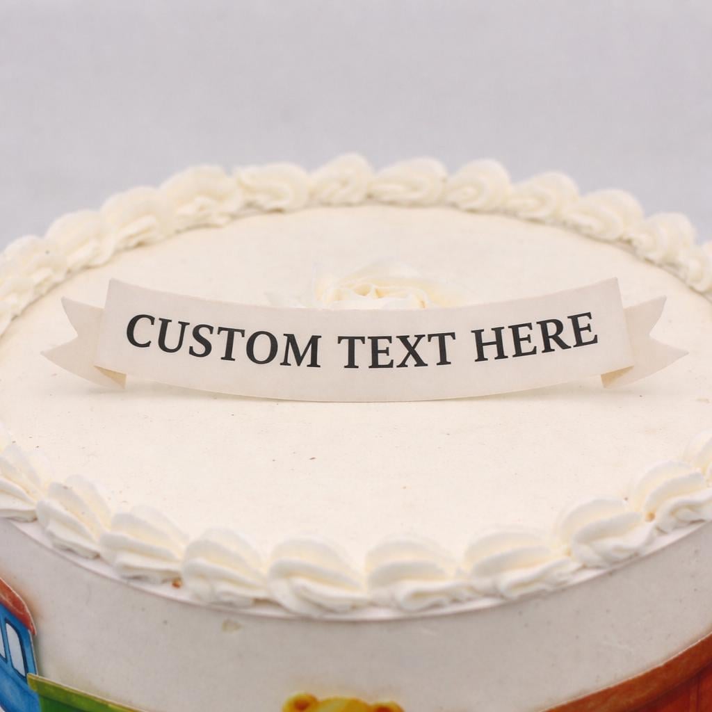Custom Text Edible 6" Cake Banner – Pre-Cut Wafer Paper Banner