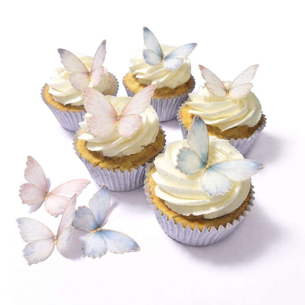 15 Lg Pastel Butterfly Edible Cupcake/ Cookie/Drink Toppers, Edible Wafer Paper
