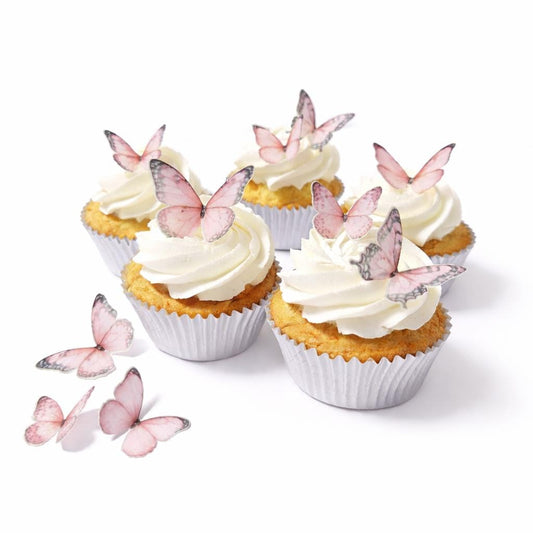 35 Pastel Pink Butterfly Edible Cupcake/ Cookie/Drink Toppers, Edible Wafer Paper