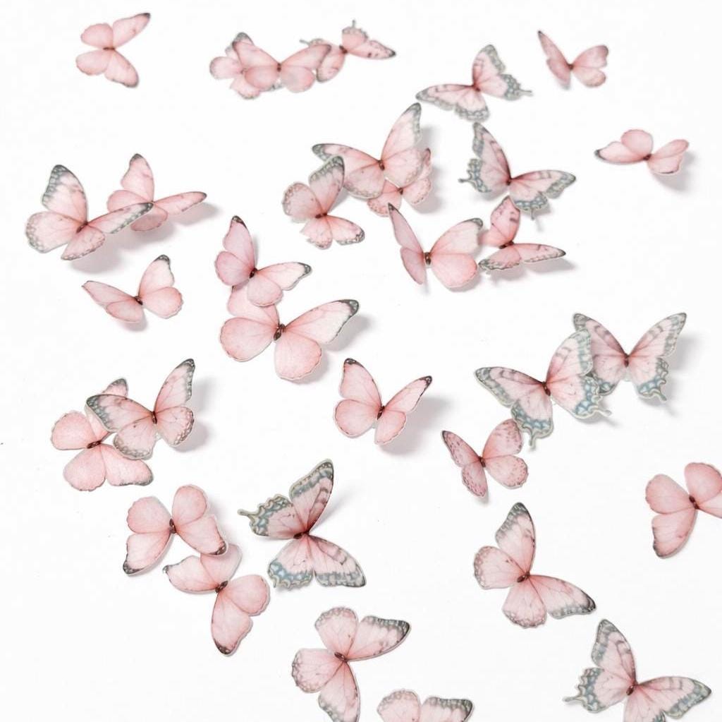 35 Pastel Pink Butterfly Edible Cupcake/ Cookie/Drink Toppers, Edible Wafer Paper