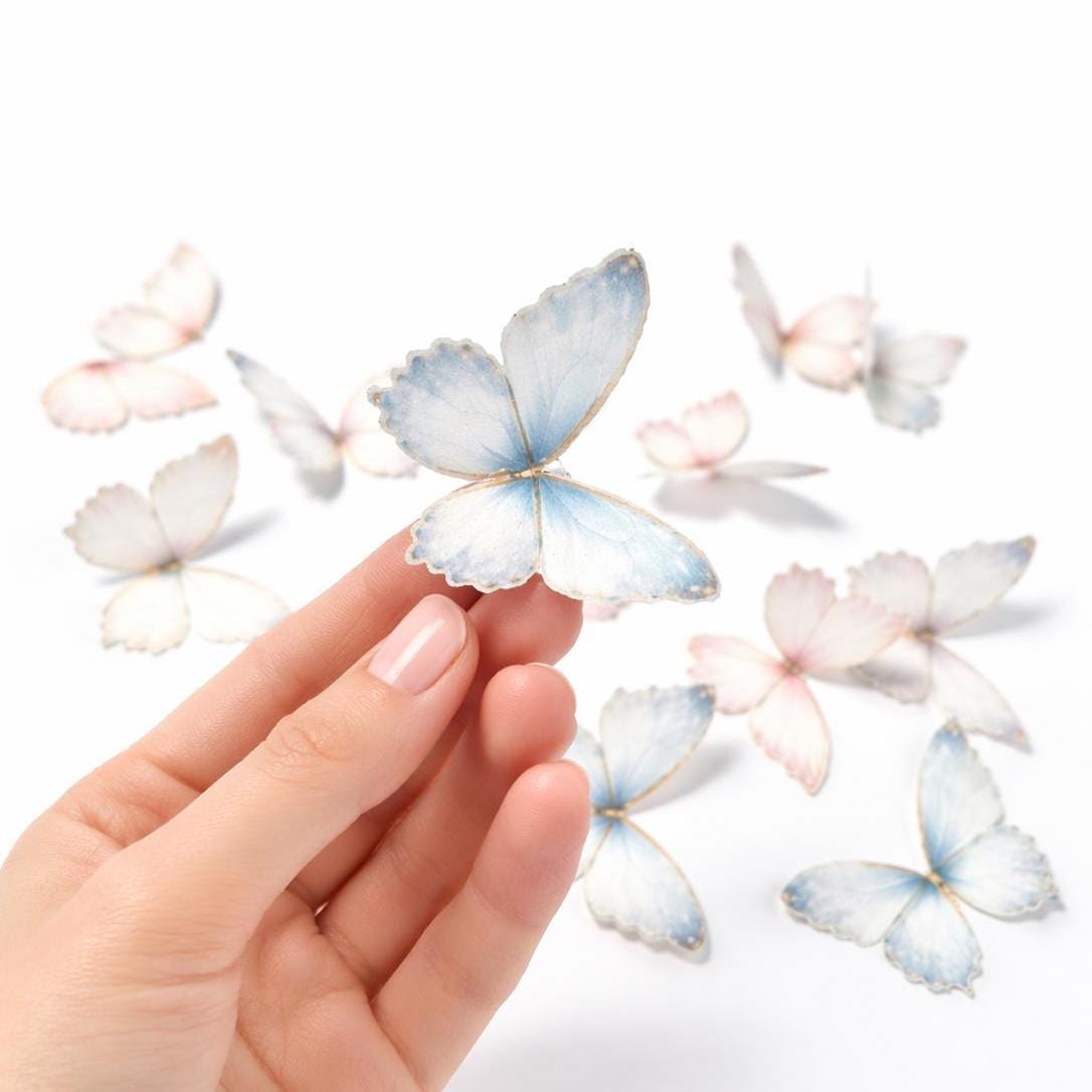 15 Lg Pastel Butterfly Edible Cupcake/ Cookie/Drink Toppers, Edible Wafer Paper