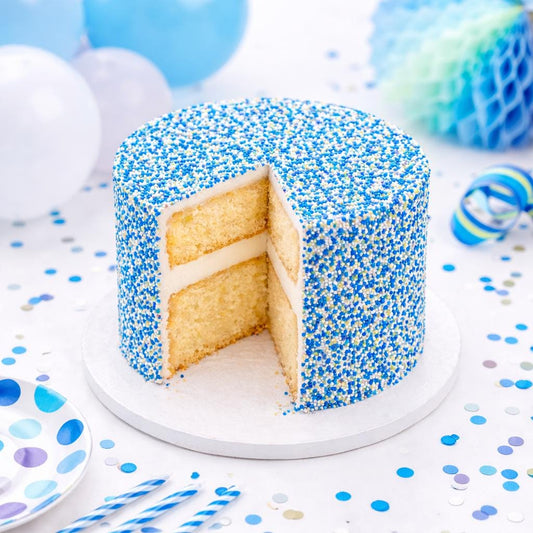 6" Buttercream Cake Iced: Blue Sprinkle - Shipped Frozen Fresh