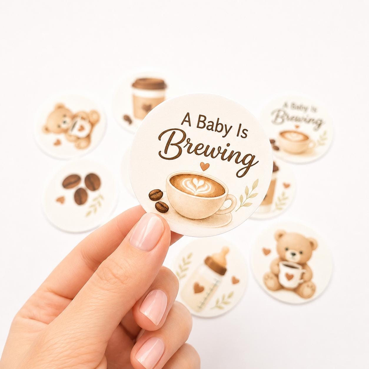 Baby is Brewing (12pc) Edible Cupcake/ Cookie/Drink Toppers, Coffee Theme Baby Shower, Edible Wafer Paper