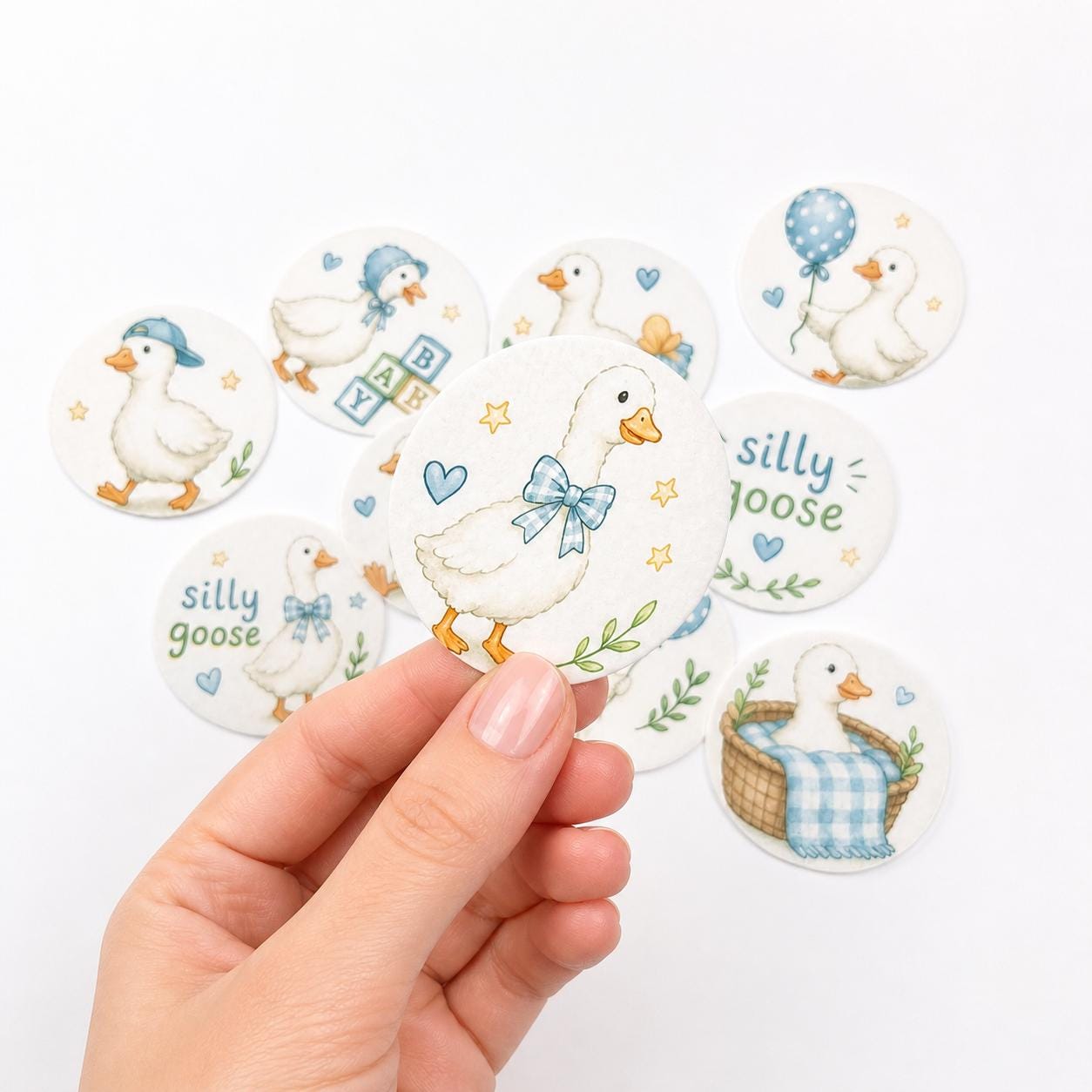 Silly Goose Baby (12pc) Shower Edible Cupcake/ Cookie/Drink Toppers, It’s a Boy Goose Theme, Edible Wafer Paper
