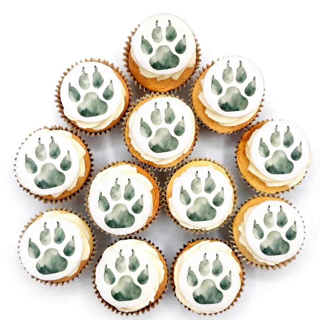 Dog Paw Print Edible Cupcake/ Cookie/Drink Toppers, Pet Theme Party Decorations, Edible Wafer Paper (10pc)