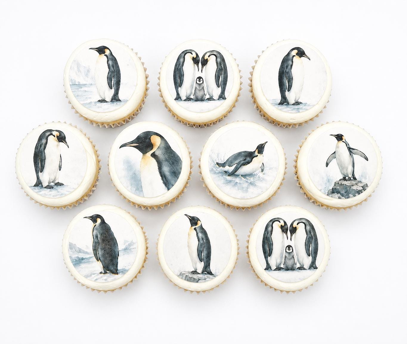Penguin Edible Cupcake/ Cookie/Drink Toppers, Edible Wafer Paper (12 pc)